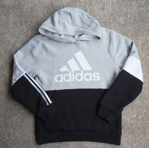 Adidas Kids Gray Black White Logo Hoodie